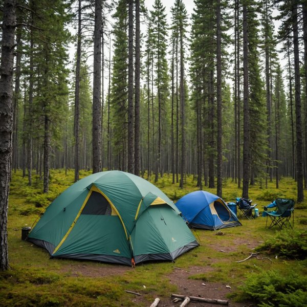 Quels sont les équipements nécessaires pour un camping en région de forêt boréale en été?
