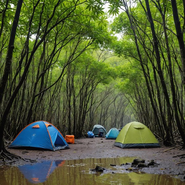 Quels sont les meilleurs équipements pour un camping en région de mangroves pendant la saison humide?